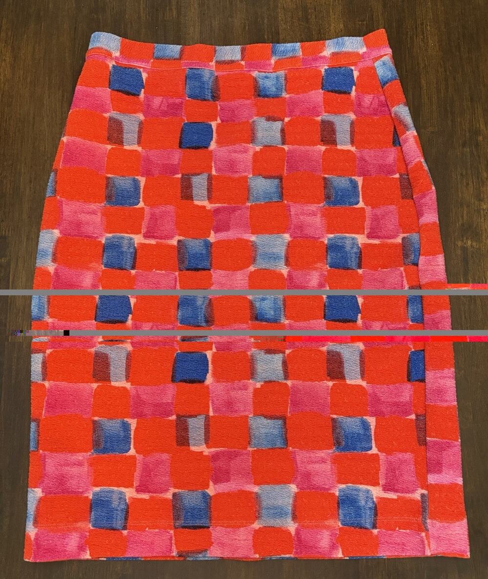 Maeve Anthropologie Red Pink Blue Ribbed Pencil Skirt Size Medium M Med